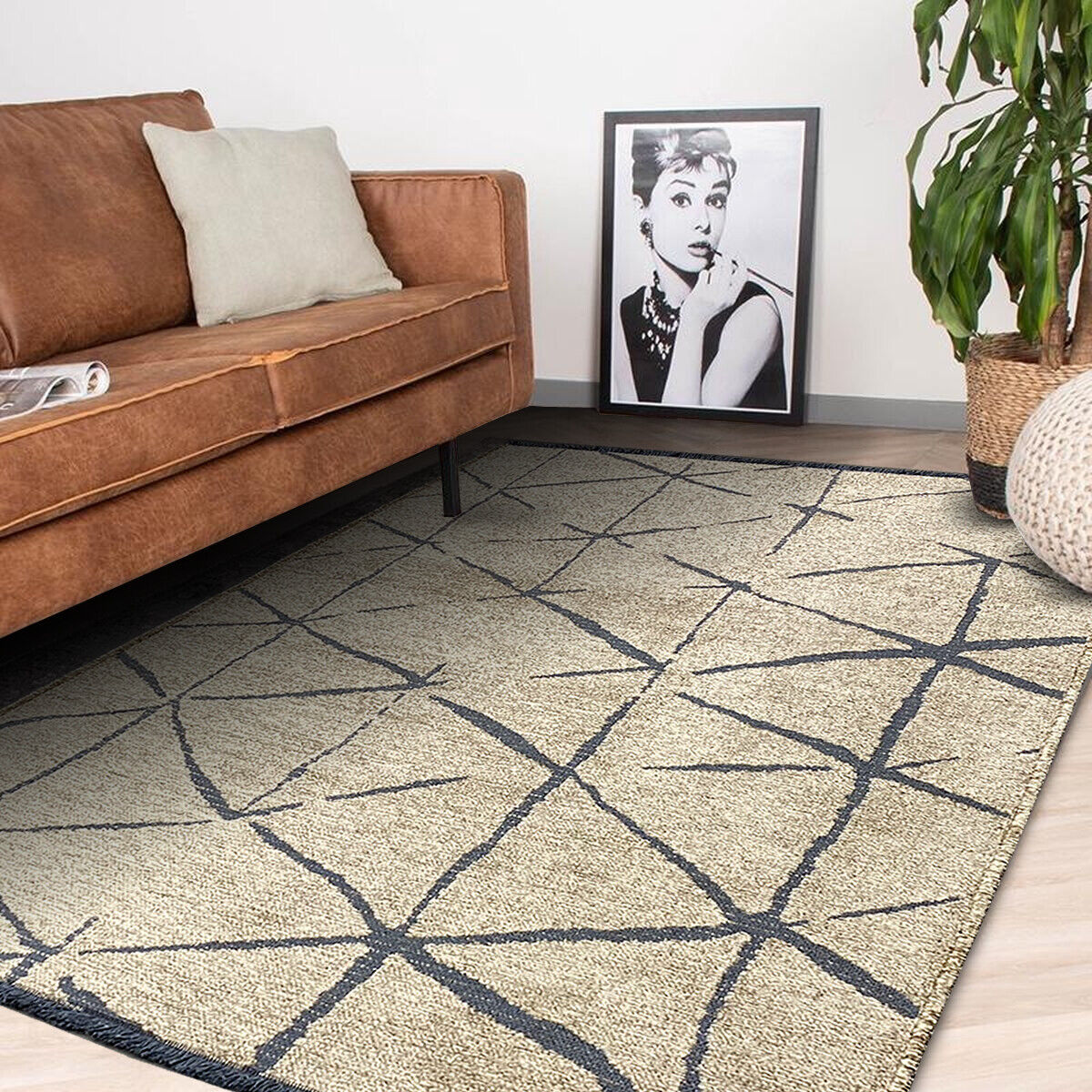 Wohnzimmerteppich Moderner Teppich Braun gemustert waschbar