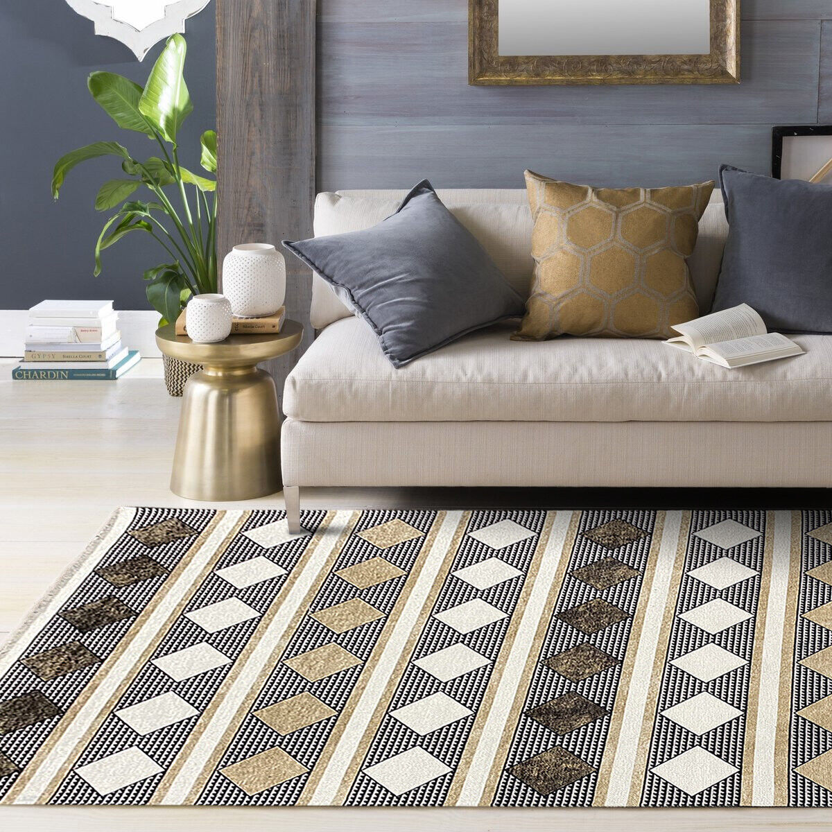 Moderner Teppich gemustert waschbar Pflegeleicht