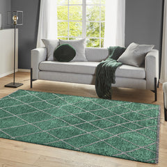 Teppich Gewebt Gestreift Kurzflor Teppich grün waschbar Antirutsch