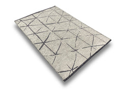 Teppich Wohnzimmerteppich Modern Gestreift Grau waschbar