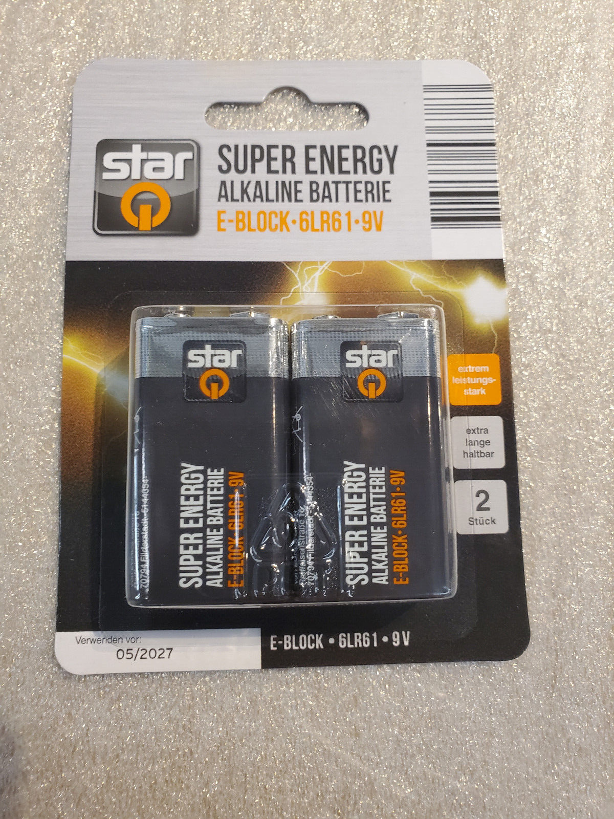 StarQ 9V-Block Alkaline E-Block 6LR61 Batterie (1 Blister=2 Stück)