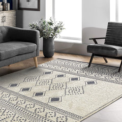 Moderner Teppich Gewebt Gemustert Anthrazit Grau waschbar flachflor