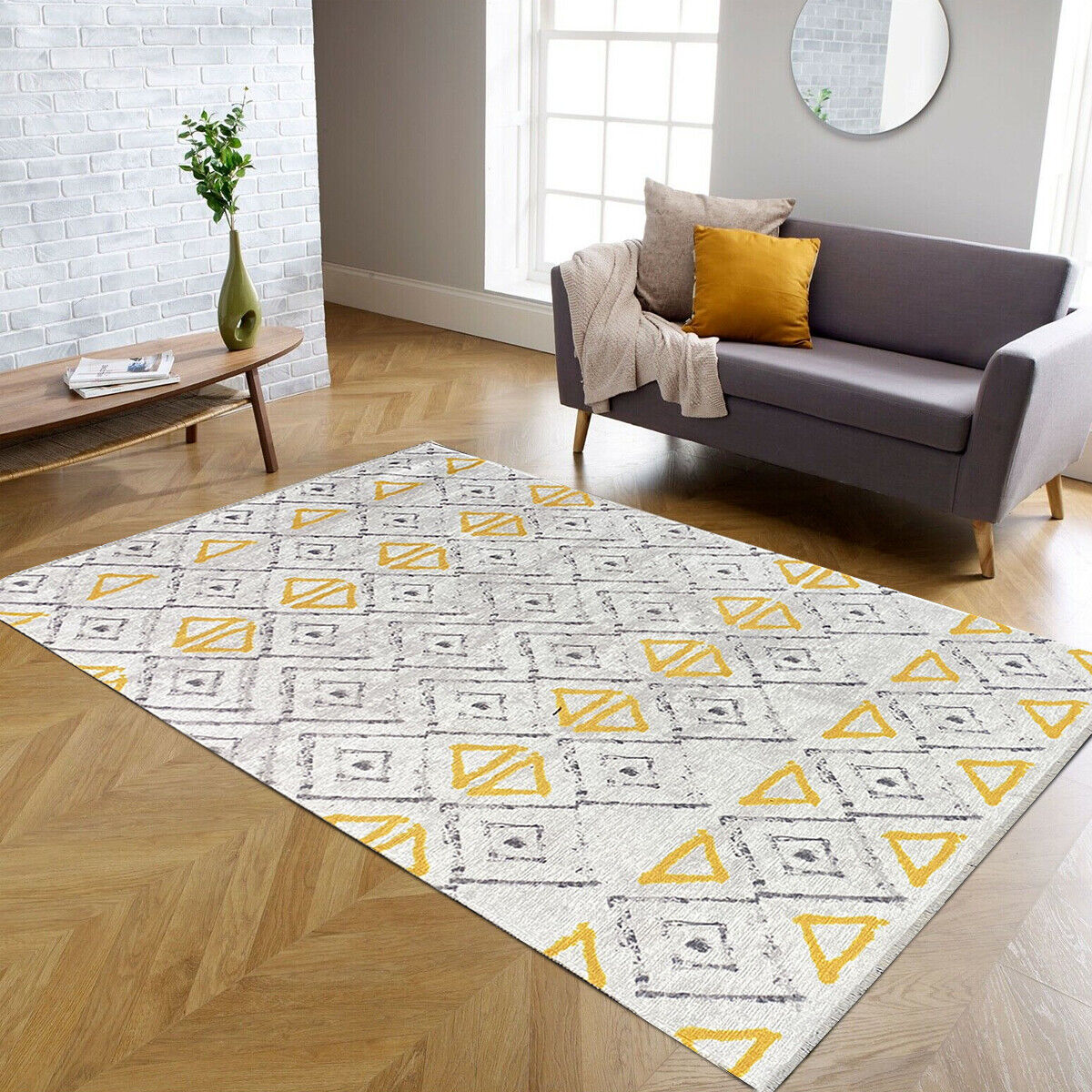 Wohnzimmer Teppich Gemustert Modern Kurzflor waschbar