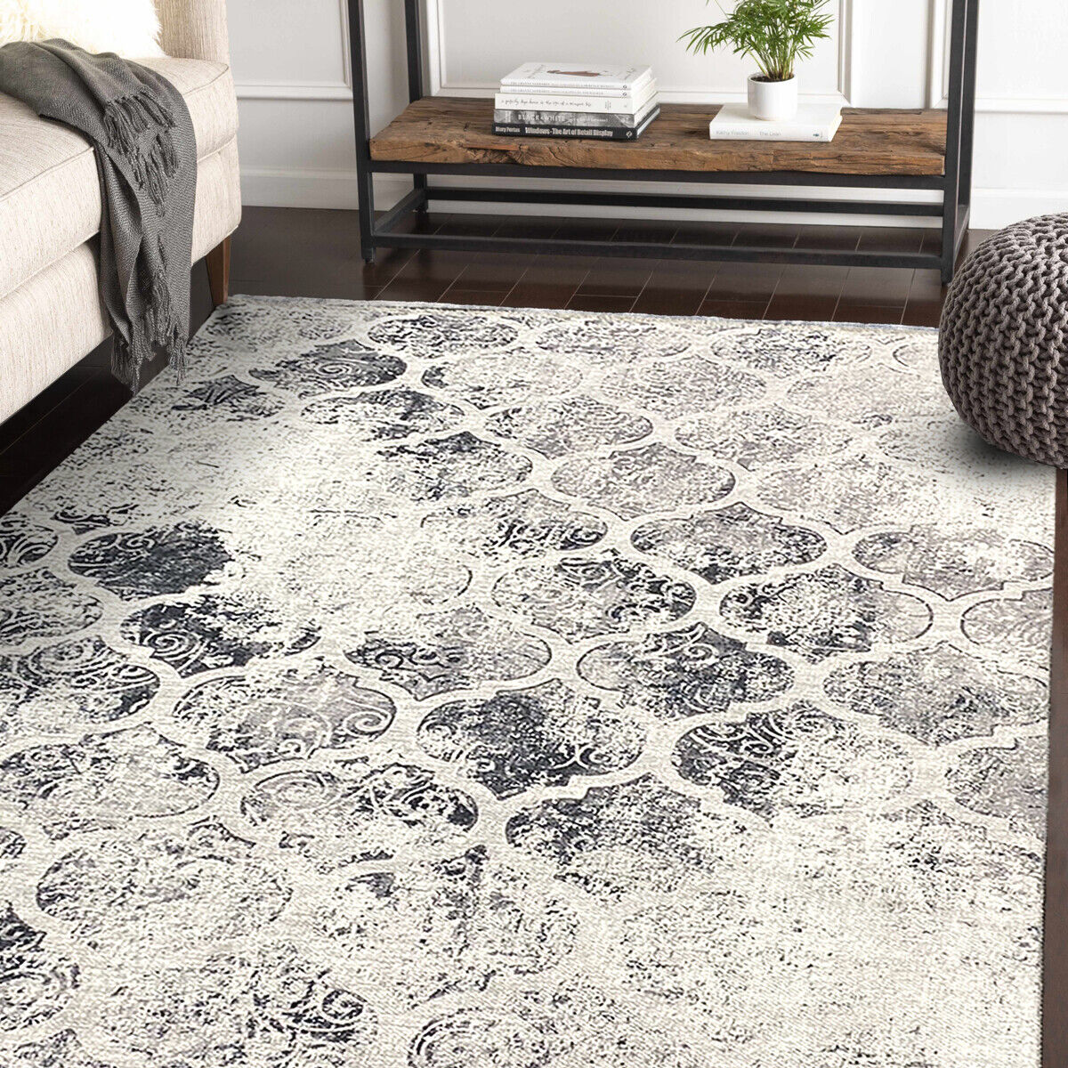 Moderner Wohnzimmerteppich Gemustert waschbar Kurzflor Teppich